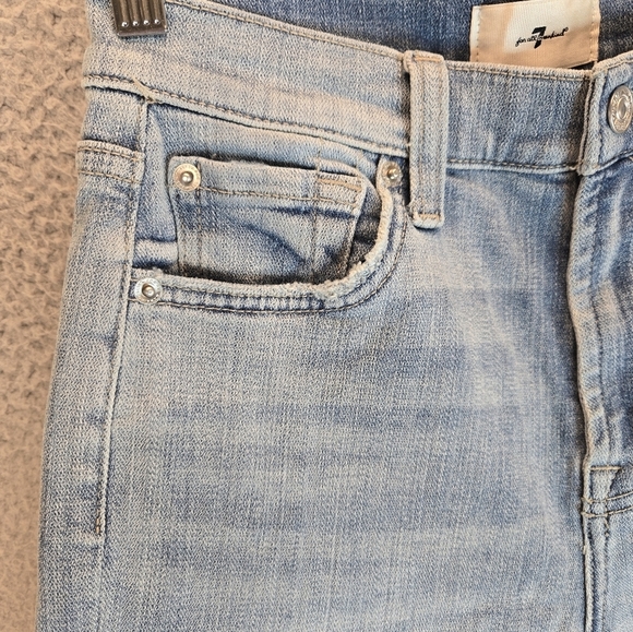 7 For All Mankind Womens High Waist Denim Jeans Sz 27 Slim Kick Light Blue - Picture 4 of 14